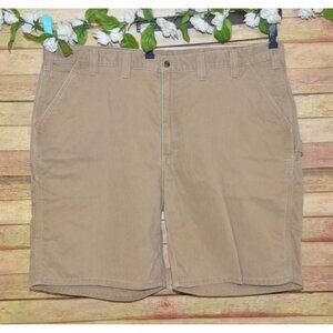 Carhartt Relaxed Fit Mens 46 Brown Khaki Cargo Shorts Utility Workwear Cotton